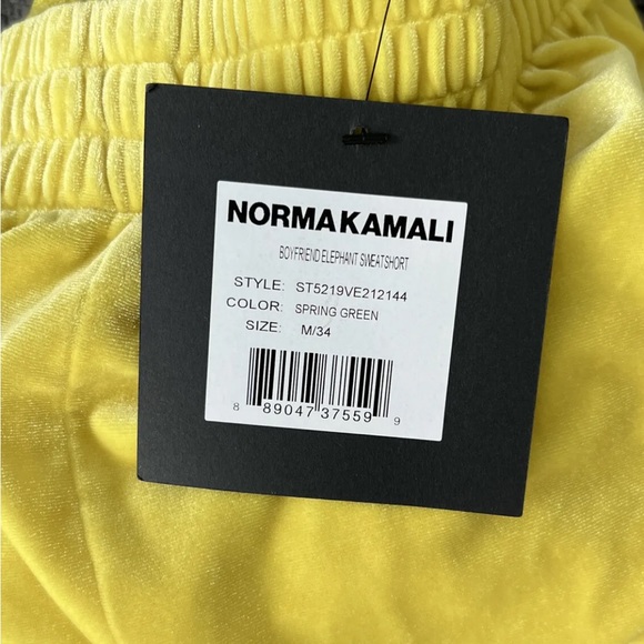 Norma Kamali Women's Boyfriend Shorts Stretch Velour Pockets Green Yellow M/L - Picture 6 of 8